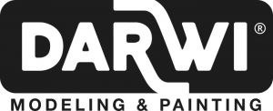 Darwi-Logo, modelling & painting. Marke von Clairefontaine. Das Logo ist schwarz auf weiß.
