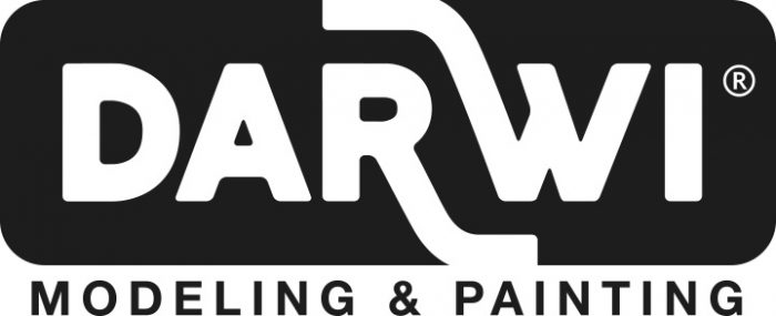 Darwi-Logo, modelling & painting. Marke von Clairefontaine. Das Logo ist schwarz auf weiß.