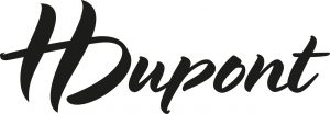H Dupont-logo, Marke für Seidenmalerei. Teil von Clairefontaine. Das Logo ist schwarz auf weiß.
