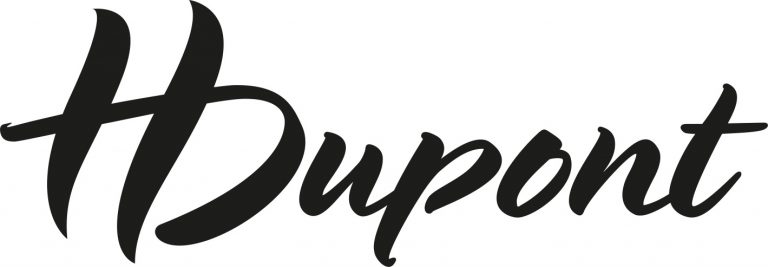 H Dupont-logo, Marke für Seidenmalerei. Teil von Clairefontaine. Das Logo ist schwarz auf weiß.