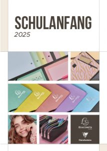 Cover der Broschüre für den Schulanfang 2025 von Exacompta und Clairefontaine.