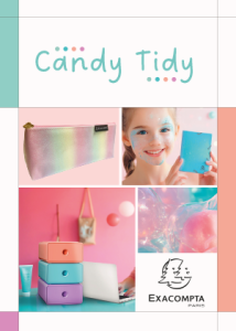 Cover der Broschüre der Kollektion Candy Tidy von Exacompta.