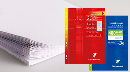 Bild mit Ringbucheinlagen und Klausurbogen von Clairefontaine.