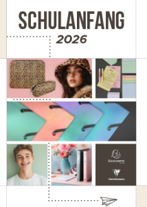 Cover des Katalogs Schulanfang 2026 von Clairefontaine und Exacompta.