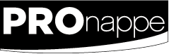 Schwarz-weißes rechteckiges Logo mit Text Pronappe.